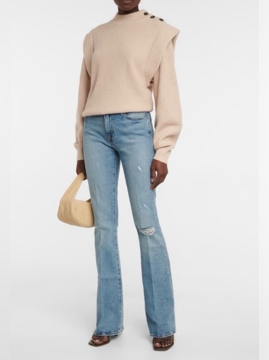 Frame Denim Denim - Frame Le High Flare in Crystal Beach Jeans with Subtle Distressing Size 28